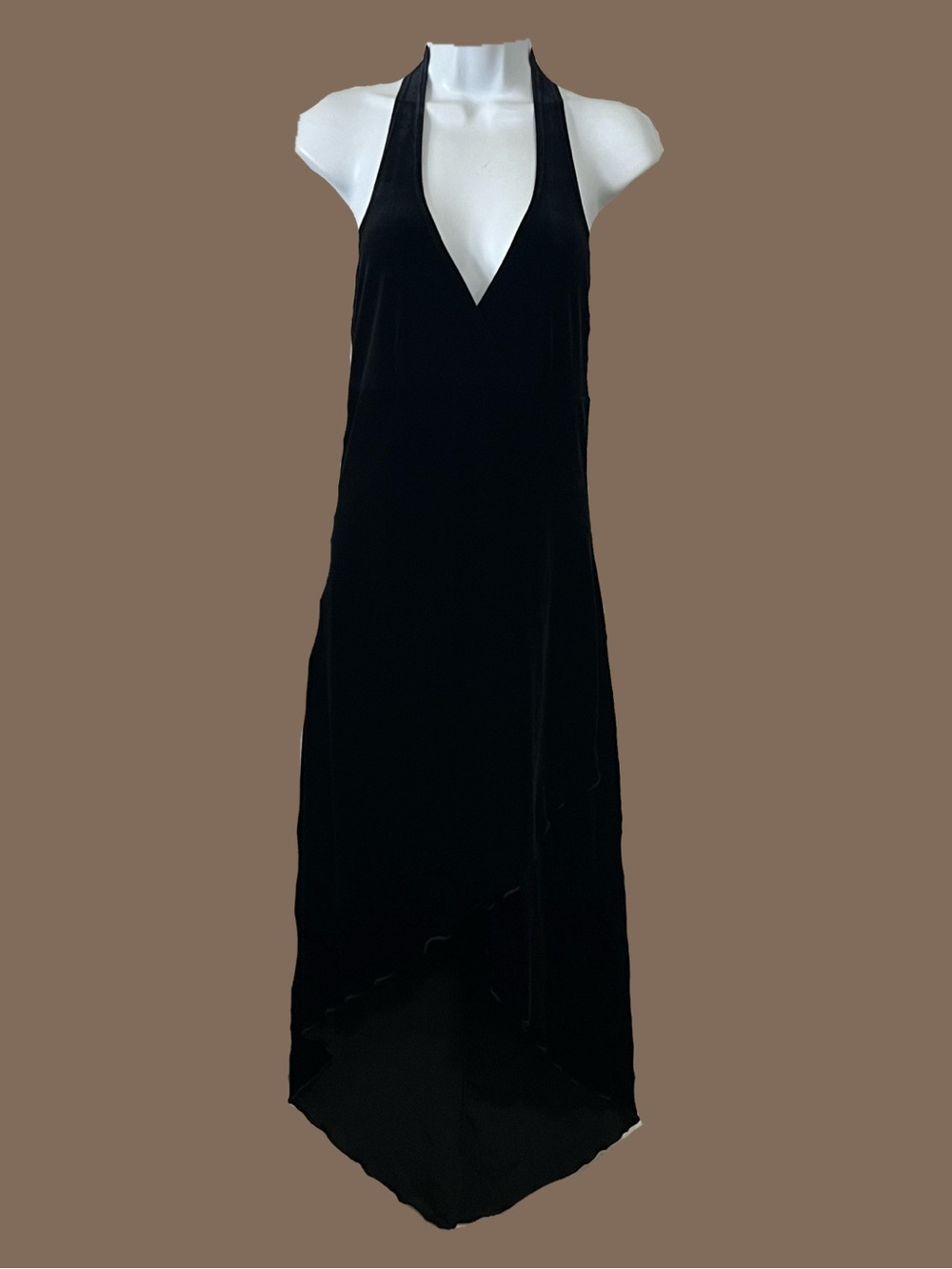 Black Velvet Halter High-Low Dress